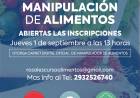 El Municipio abre inscripción para cursos gratuitos de Manipulación de Alimentos del mes de septiembre 2022 