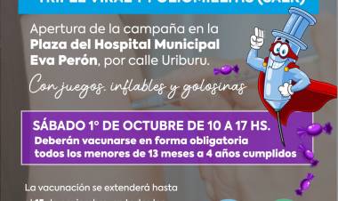 El Municipio lanzará campaña de vacunación con actividades en la plaza del Hospital Municipal Eva Perón