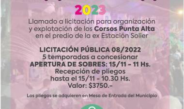 El Municipio llama a licitación para organización de los Corsos Punta Alta en Estación Solier