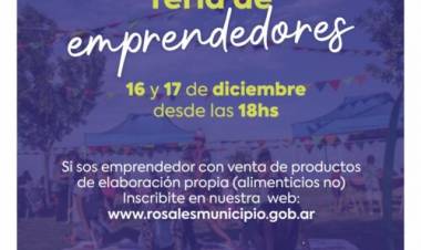 El Municipio realizará una “Feria de Emprendedores” en Parque San Martín 16 y 17 de diciembre 2022