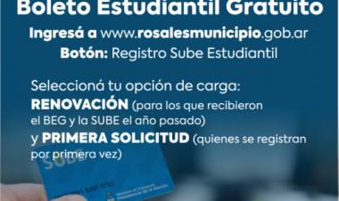 Este jueves el Municipio abre la inscripción para beneficiarios del Boleto Estudiantil Gratuito 2023