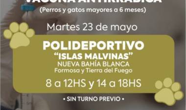 El martes 23 de mayo se llevará a cabo una nueva campaña de vacunación antirrábica  