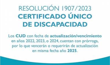 El Certificado Único de Discapacidad cuenta con una prórroga