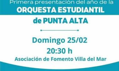 Se realizará la primer presentación del año de la Orquesta Estudiantil de Punta Alta