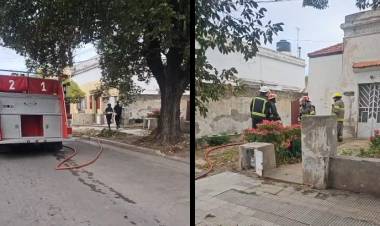Bomberos Voluntarios acudieron al principio de incendio de una vivienda en Alberdi al 200
