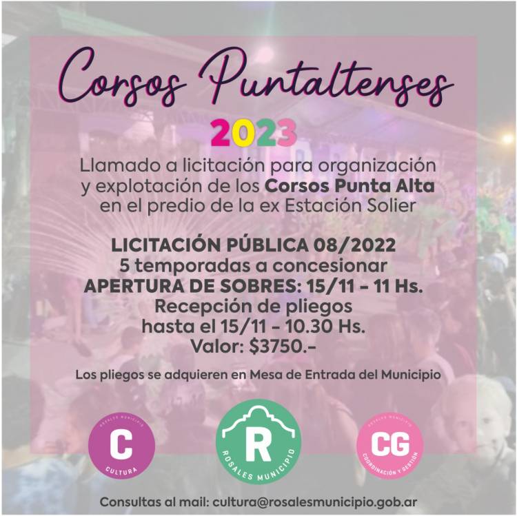 El Municipio llama a licitación para organización de los Corsos Punta Alta en Estación Solier