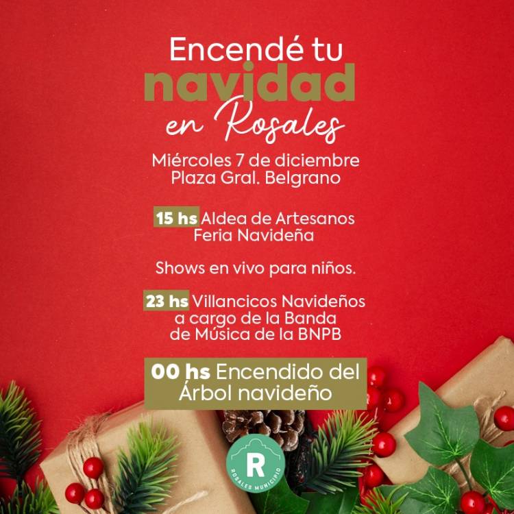 Este miércoles 7 de diciembre “Encendé tu Navidad en Rosales” en Plaza Belgrano 