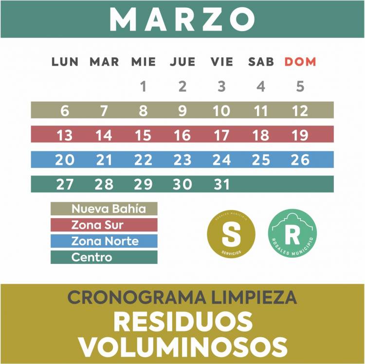 El lunes 6 inicia el cronograma de recolección de voluminosos del mes de marzo 2023