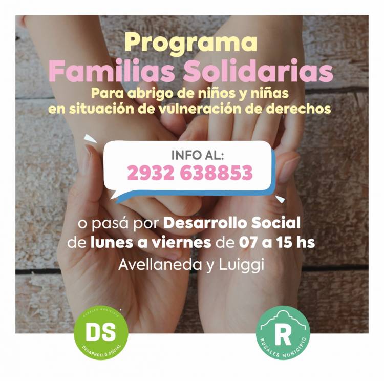El Municipio continúa invitando a participar del programa Familias Solidarias para abrigo de niños y niñas