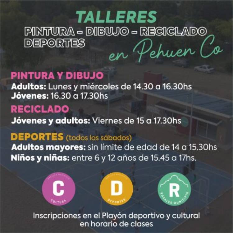 El Municipio de Coronel Rosales brinda talleres gratuitos de Cultura y Deportes en el Playón de Pehuen Co
