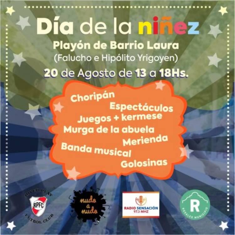 Este domingo 20/08, también se celebrará el “Día de la niñez” en el Playón Municipal de Barrio Laura