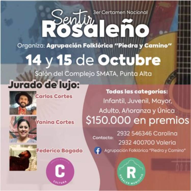 El Municipio invita a una nueva edición del certamen nacional de Folklore “Sentir Rosaleño” 