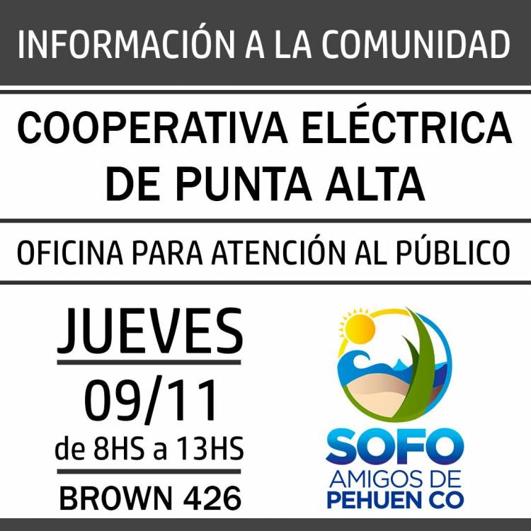 Este jueves se inaugurará la oficina de la Cooperativa Eléctrica de Punta Alta en Pehuen Co