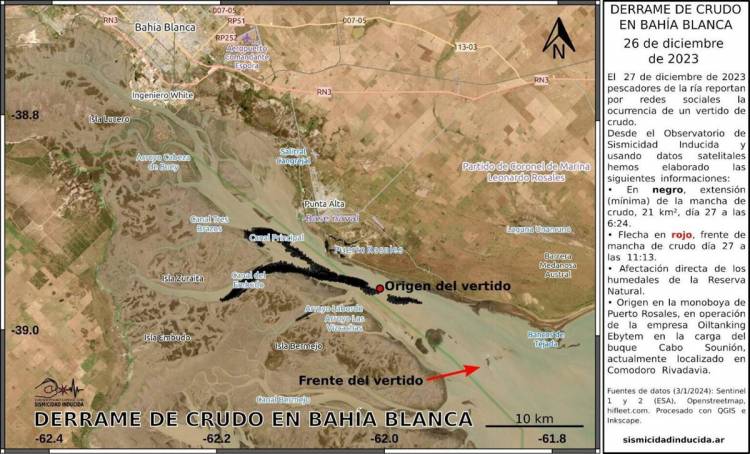 Imágenes satelitales muestran cómo se expandió por el estuario el petróleo derramado en la ría