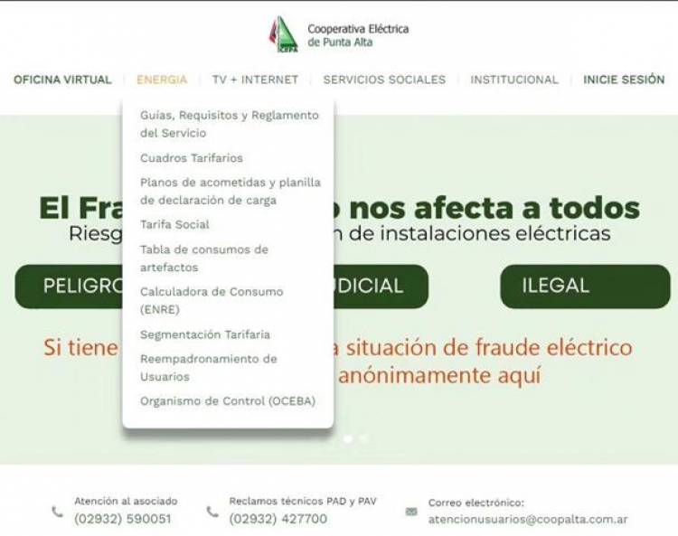 Hay nuevas funciones para los usuarios en la página web de la Cooperativa Eléctrica