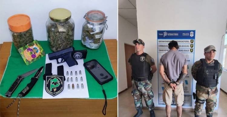 Detuvieron a un hombre que circulaba con un arma de fuego y droga en ruta 3 y cruce con ruta 113/02