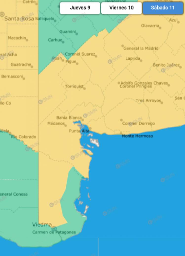 Tormenta y viento: alerta amarilla para Coronel Rosales y gran parte de la zona