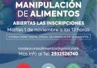 El Municipio abre inscripción para cursos gratuitos de Manipulación de Alimentos del mes de noviembre 2022