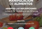 El lunes 2 de octubre abre inscripción para cursos gratuitos del Municipio de Manipulación de Alimentos