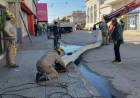 Un camión que transportaba maquinaria chocó contra un cartel comercial en Humberto al 400