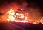 Pérdidas totales en el incendio de un auto en la Ruta 3, en cercanías a la rotonda con ruta 249