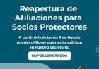 Se realiza la apertura de afiliaciones para socios protectores en la APCJ