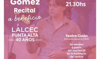 El Municipio de Coronel Rosales organiza recital de Facu Gómez a beneficio de LALCEC 