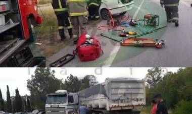 Choque frontal entre un auto y un camión en Ruta 229 a la altura del ingreso a Villa del Mar