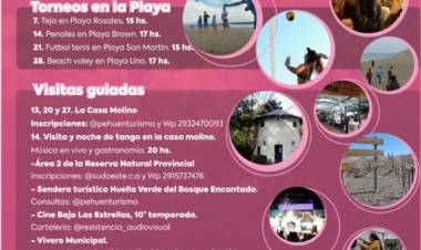 El Municipio de Coronel Rosales invita a una gran cantidad de actividades y eventos en Pehuen Co