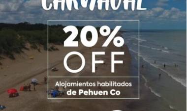 El Municipio lanza promoción de 20% off post carnaval en alojamientos habilitados de Pehuen Co 
