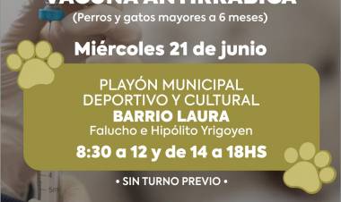 El miércoles 21 de junio 2023 se llevará a cabo una nueva campaña de vacunación antirrábica