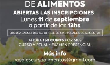 El lunes 11/09 abre nueva inscripción para cursos gratuitos del Municipio de Manipulación de Alimentos   