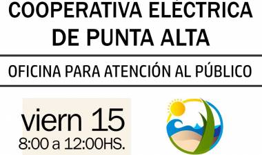 Este viernes se podrá asistir a la oficina de la Cooperativa Eléctrica de Punta Alta en Pehuen Co