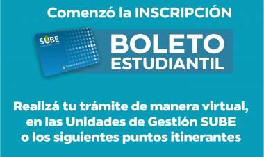 Comenzó la inscripción para el Boleto Estudiantil en Coronel Rosales