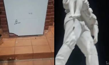 Vandalizaron el monumento al Bombero Voluntario en la Plaza Belgrano