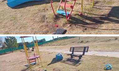 Denuncian destrozos en Plaza de las Infancias en la Nueva Bahía Blanca