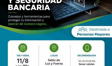 El Municipio invita charla sobre Cuenta DNI y Seguridad Bancaria para personas mayores