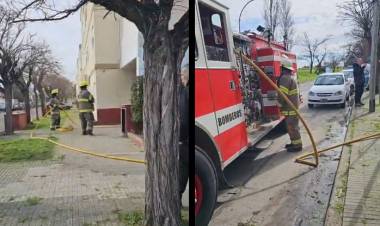 Bomberos Voluntarios acudieron al principio de incendio en un departamento de Colón y 7 de Marzo