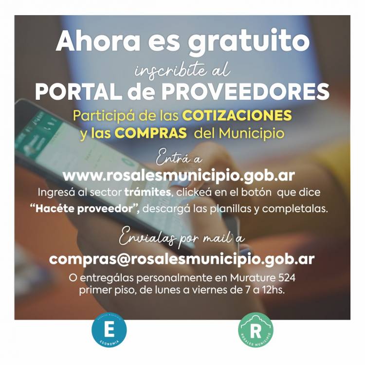 Ahora es gratuito inscribirse al “Portal de proveedores” de Rosales Municipio