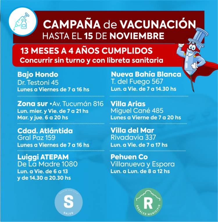 Continúa la campaña de vacunación de triple viral y contra Poliomielitis 