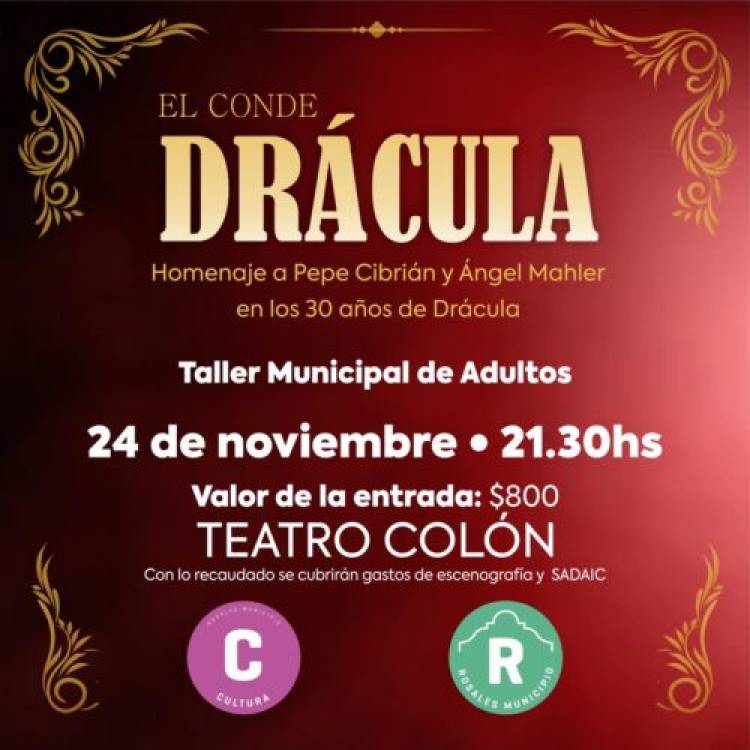 El Taller Municipal de Adultos cerrará presentando “El conde Drácula” en el Teatro Colón