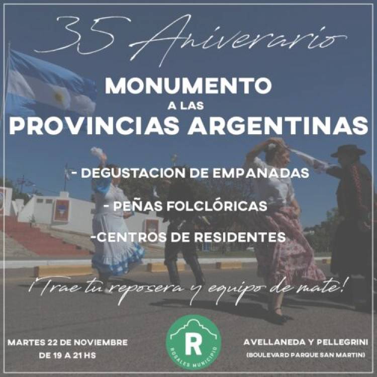 El martes 22 de noviembre se festejará el 35° aniversario del “Monumento a las provincias argentinas” 