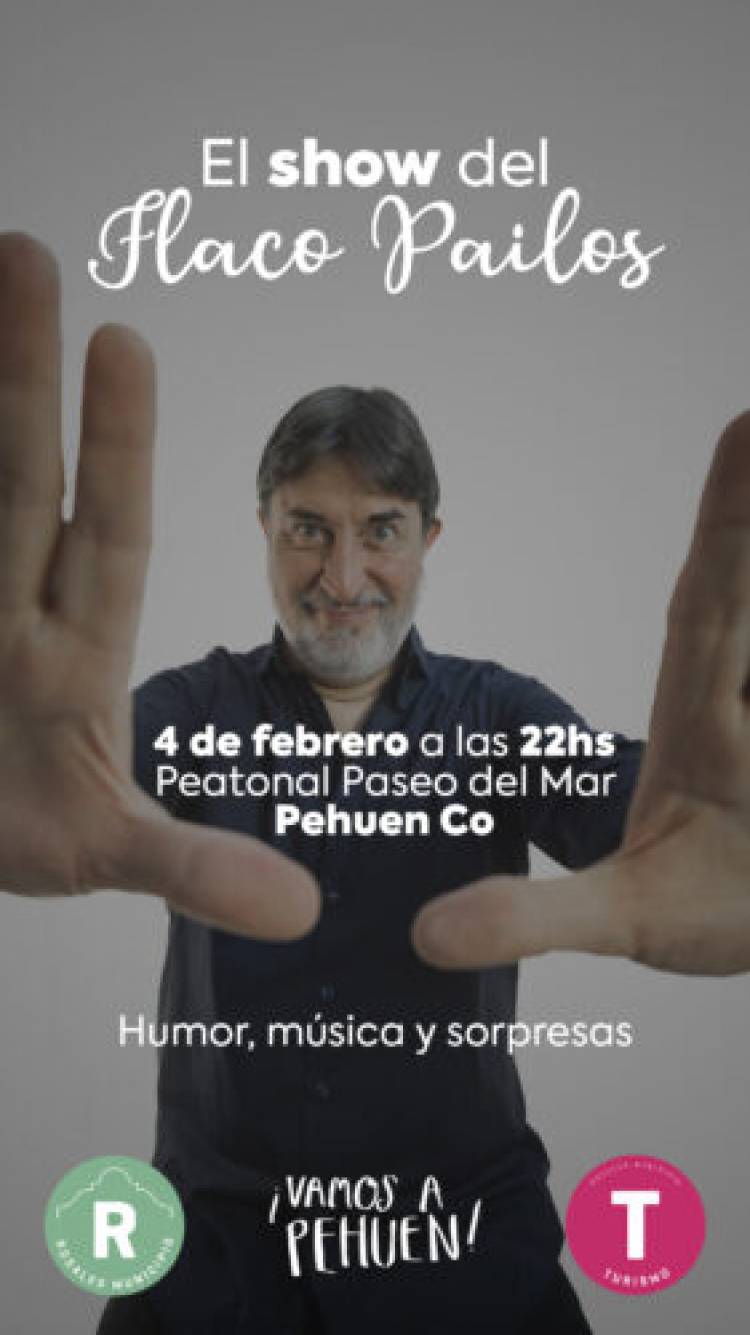 Este sábado será el show libre y gratuito del Flaco Pailos en la peatonal de Pehuen Co