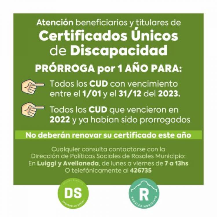 Fueron prorrogados los Certificados Únicos de Discapacidad por un año