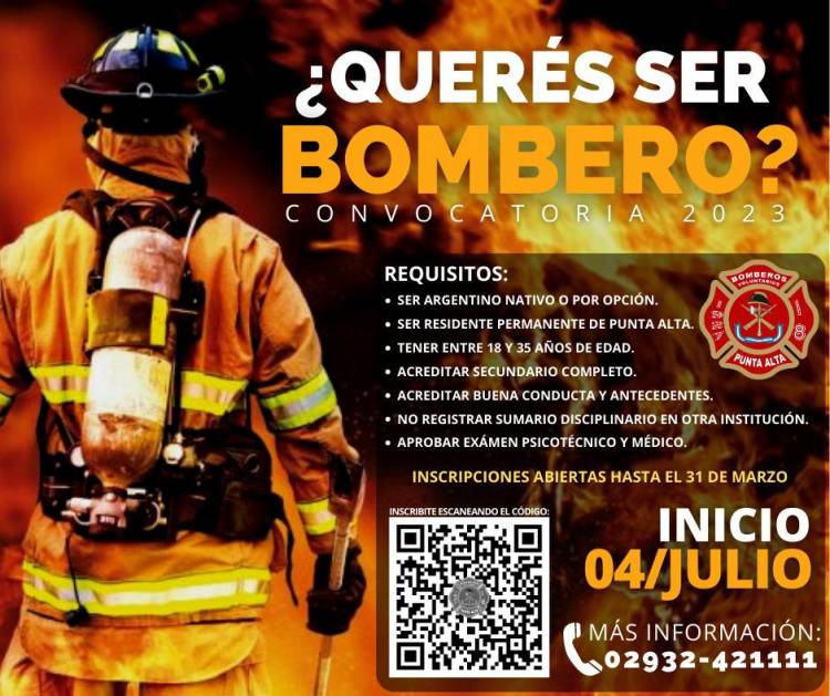 Se encuentran abiertas las inscripciones para formar parte de los Bomberos Voluntarios de Punta Alta