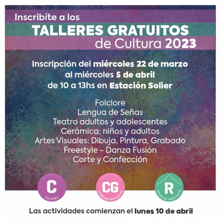 Abren las inscripciones para los talleres gratuitos de la Dirección de Cultura