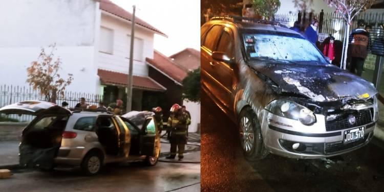 Bomberos Voluntarios acudieron al incendio de un auto