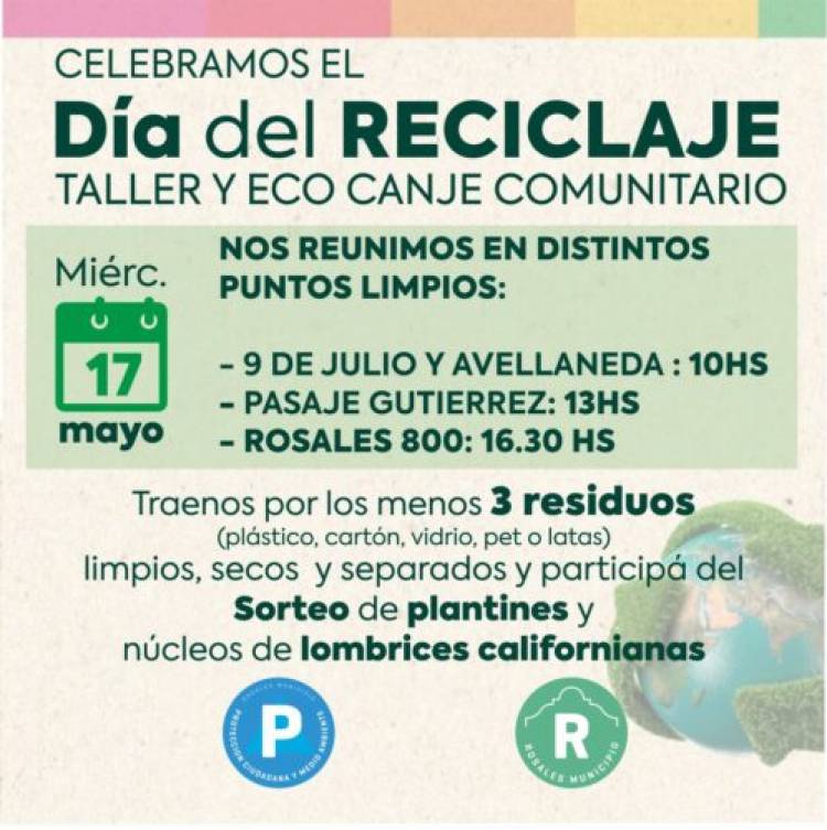 El Municipio invita a talleres de compostaje y eco canje por el “Día del reciclaje” 
