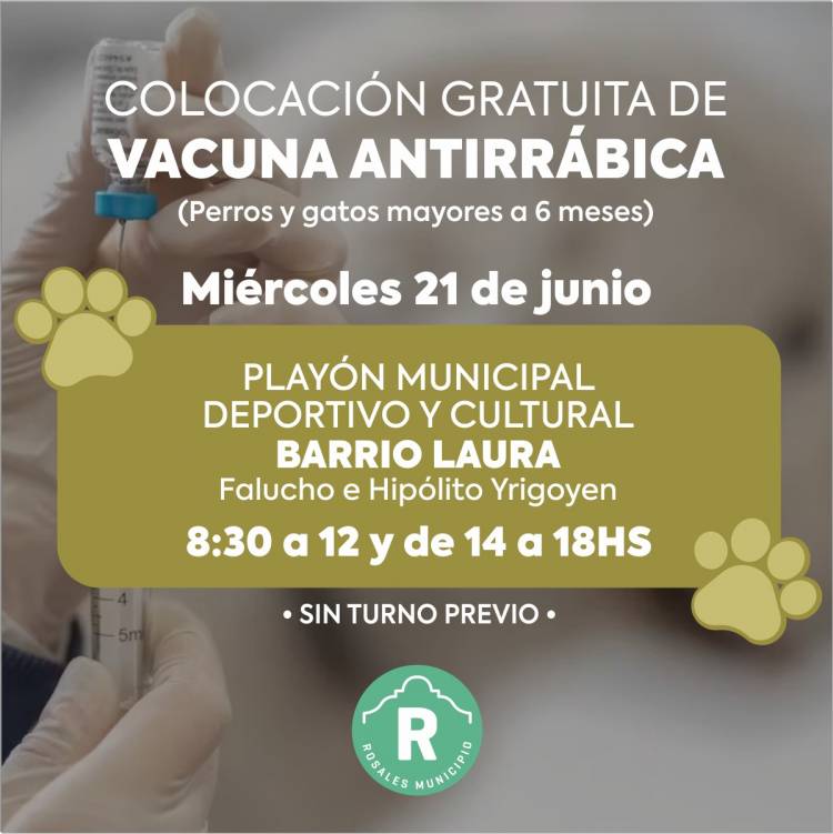 El miércoles 21 de junio 2023 se llevará a cabo una nueva campaña de vacunación antirrábica