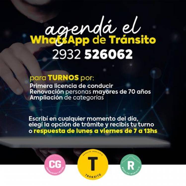 Desde la Dirección de Tránsito facilitan los turnos para primeras licencias a través de Whatsapp